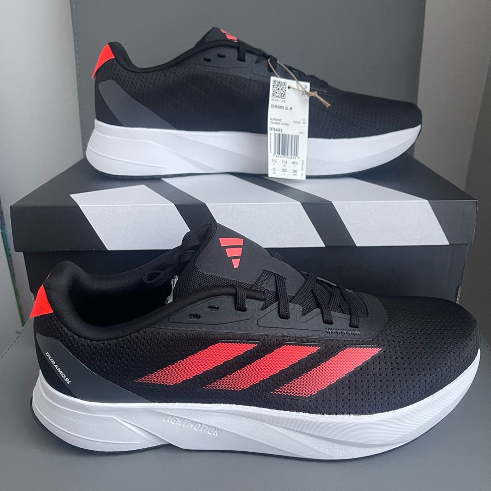 Adidas Duramo SL M Black Red Running Shoes Size 12